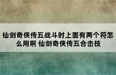 仙剑奇侠传五战斗时上面有两个符怎么用啊 仙剑奇侠传五合击技